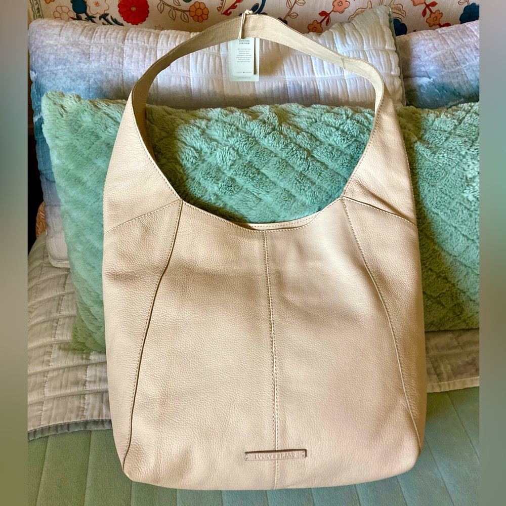 Lucky Brand Patti Shoulder Hobo Style Bag - BRAND NEW - 100% LEATHER in STUCCO